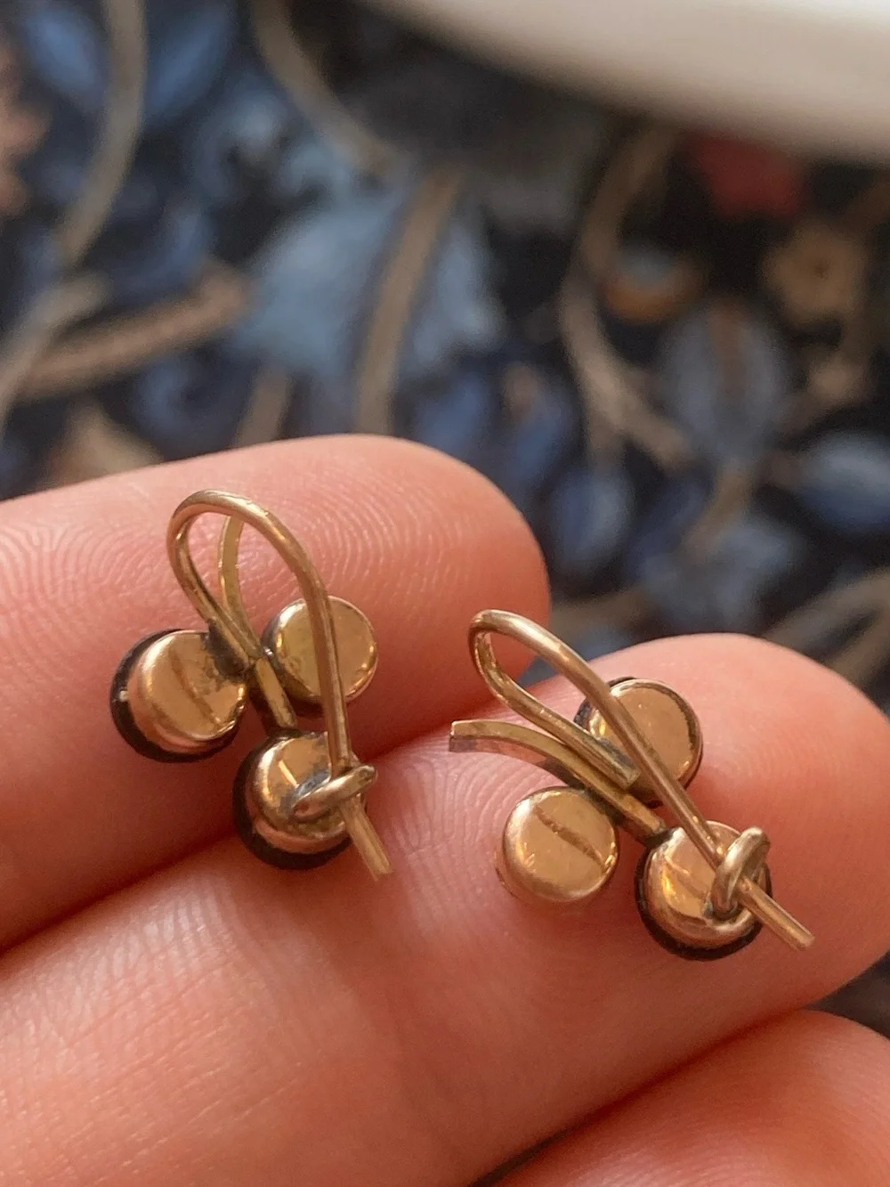 Antique/Vintage Celluloid Berry or Floral Cluster Gold-Filled Earrings